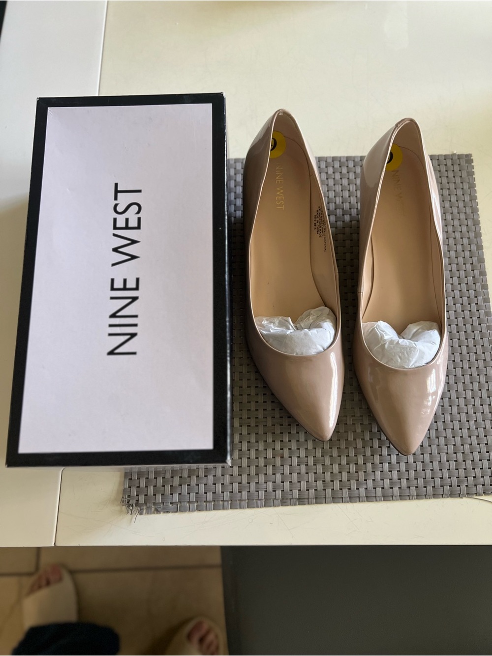 Nine West Patent Pointed-Toe Pumps in Nude Blush